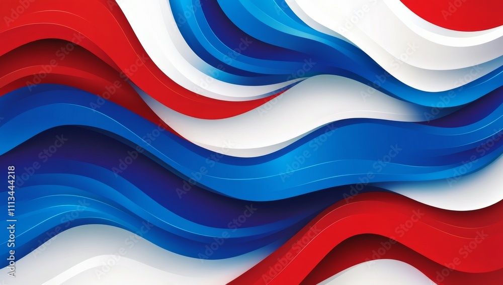 Poster dynamic abstract background with red, blue, and white gradient wave pattern resembling american flag