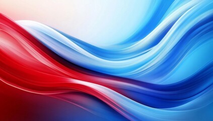 Naklejka premium Dynamic Abstract Digital Art with Blue and Red Color Scheme in Wave-Like Pattern on Gradient Background