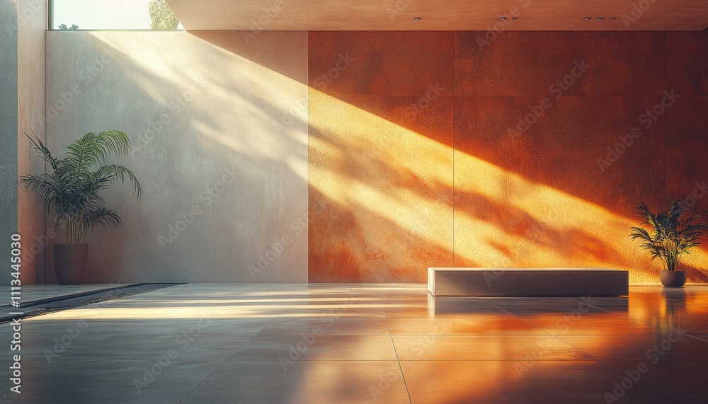 Poster Minimalist Studio Room with Brown Background and Soft Diffused Light for Product Display and Presentation