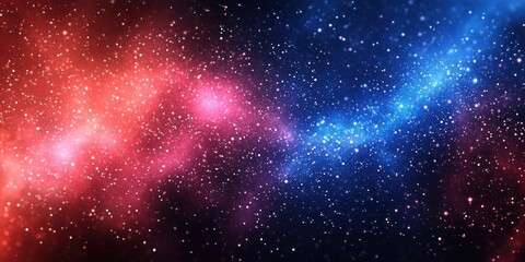 Fototapeta premium Vibrant Cosmic Nebula Background with Red and Blue Sparkle for Patriotic Celebrations and Events