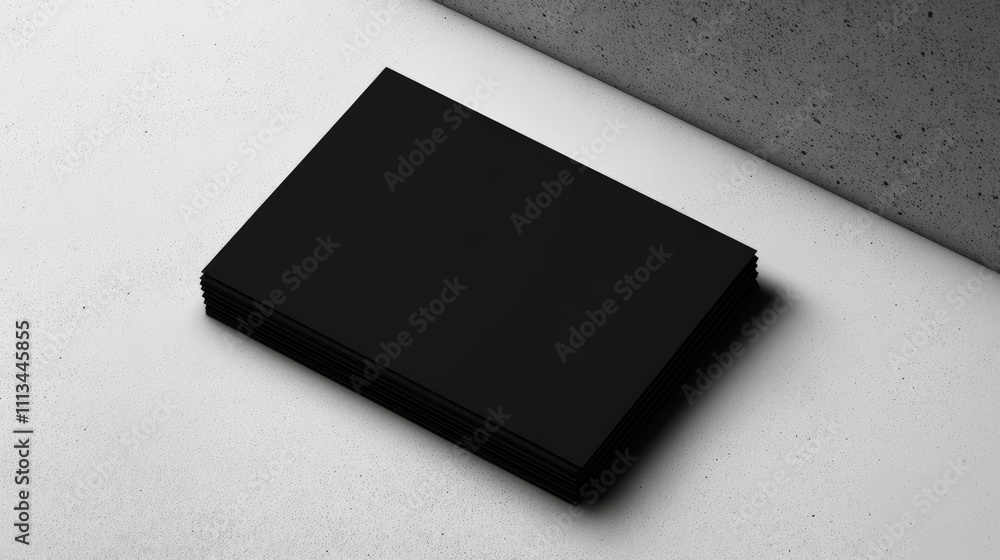 Poster black business cards template on gray abstract background. vector realistic mockup of 3d blank matte