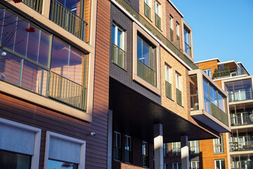Modern architecture in Noblessner, Tallinn, Estonia under clear blue sky in 2024
