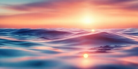 Obraz premium Serene Ocean Surface at Sunset with Pastel Skies and Vibrant Reflections in Water