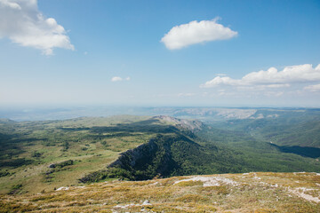 scenery from the top of the mountain to the forest and sky