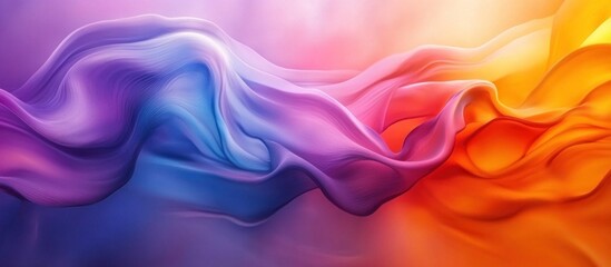 Fototapeta premium Abstract colorful fabric wave with vibrant color transitions of blue, purple, pink and orange.