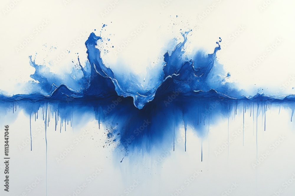 Poster blue explosion splash isolated on white background colorful dust particles artistic vibrant burst ab