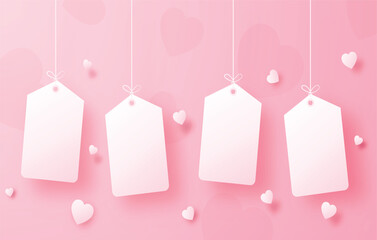 set of labels pink background
