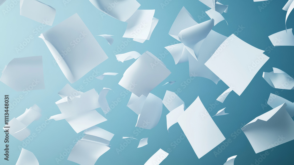 Poster flying paper sheet in different angles of view. realistic 3d vector illustration set of curve white 