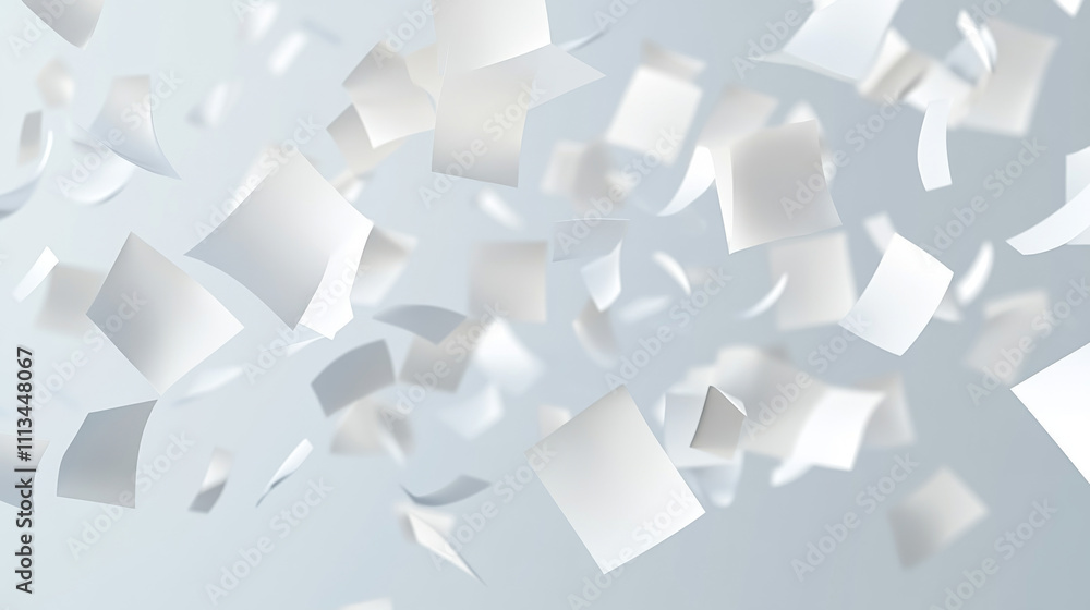 Poster flying paper sheet in different angles of view. realistic 3d vector illustration set of curve white 