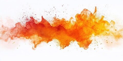 Fototapeta premium Bright Orange Explosion of Powder on a White Background Creating a Chaotic and Vibrant Artistic Display of Color and Movement in the Air