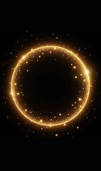 A mesmerizing golden circular light effect, perfect for backgrounds, invitations, or festive themes, radiating elegance and creativity.