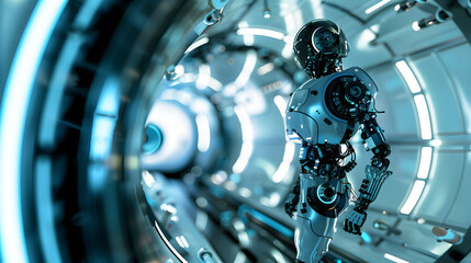 Photo of an android cybernetic figure emergency