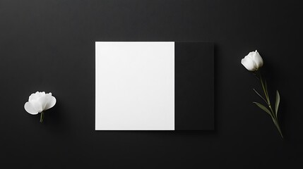 Modern Minimalist Wedding Card Design Showcase with Sleek Black and White Contrast and Elegant Floral Accents for Stylish Invitations