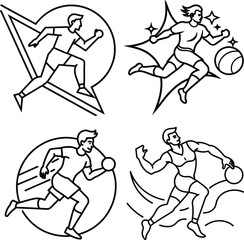 bundle sport line art illustrator eps