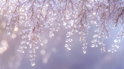 Ice Crystals Adorn Delicate Winter Branches