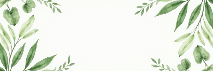 Obraz premium A delicate watercolor illustration featuring lush green leaves, perfect for invitations, branding, or eco-friendly designs.
