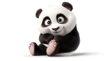 Fototapeta premium Adorable cartoon baby panda sitting, smiling.