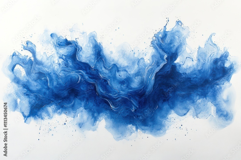Poster blue watercolor explosion dust splash burst abstract expressionism creative background