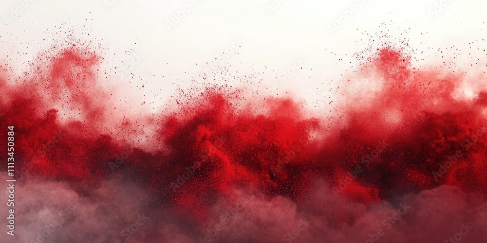 Aufkleber dramatic red explosion of powder on a white background creating a chaotic visual experience full of 