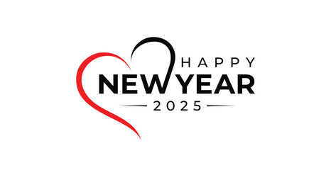 Obraz premium Happy New Year 2025. 2025 Love Logo Design. 2025 Happy New Year vector Logo Design template.