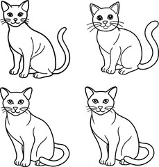 bundle cat line art and illustrator eps