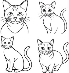 bundle cat line art and illustrator eps