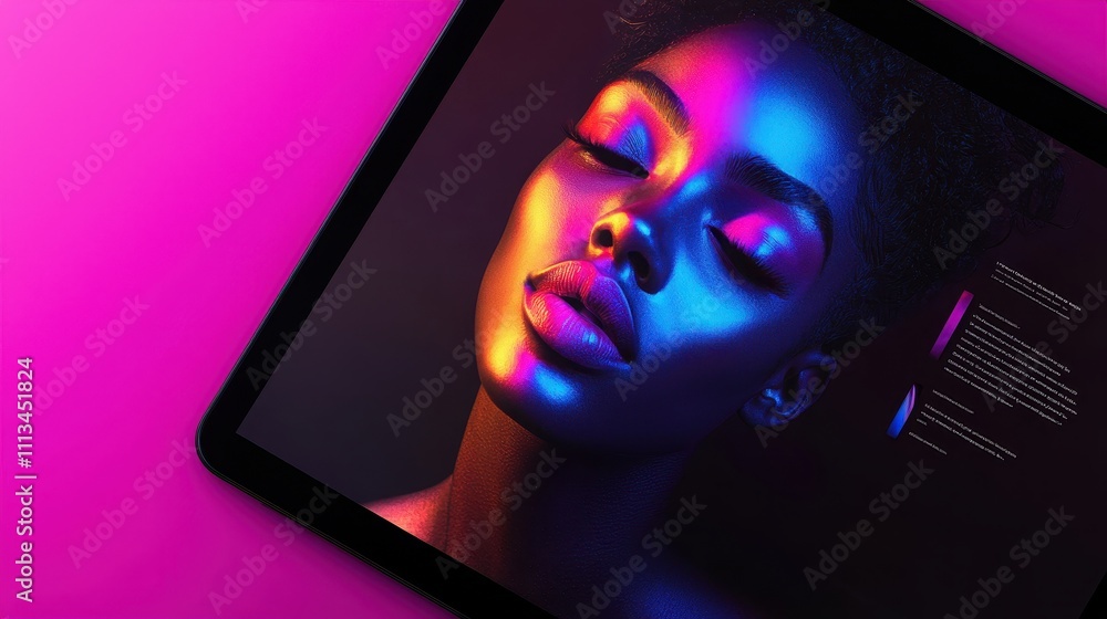 Poster vibrant interactive mockup showcase with dim lighting and high-quality design elements