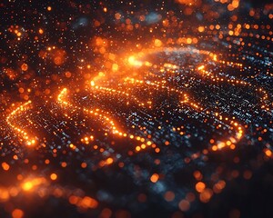 Quantum Supercomputer Analyzing Massive Datasets Visualized as Flowing Light Trails