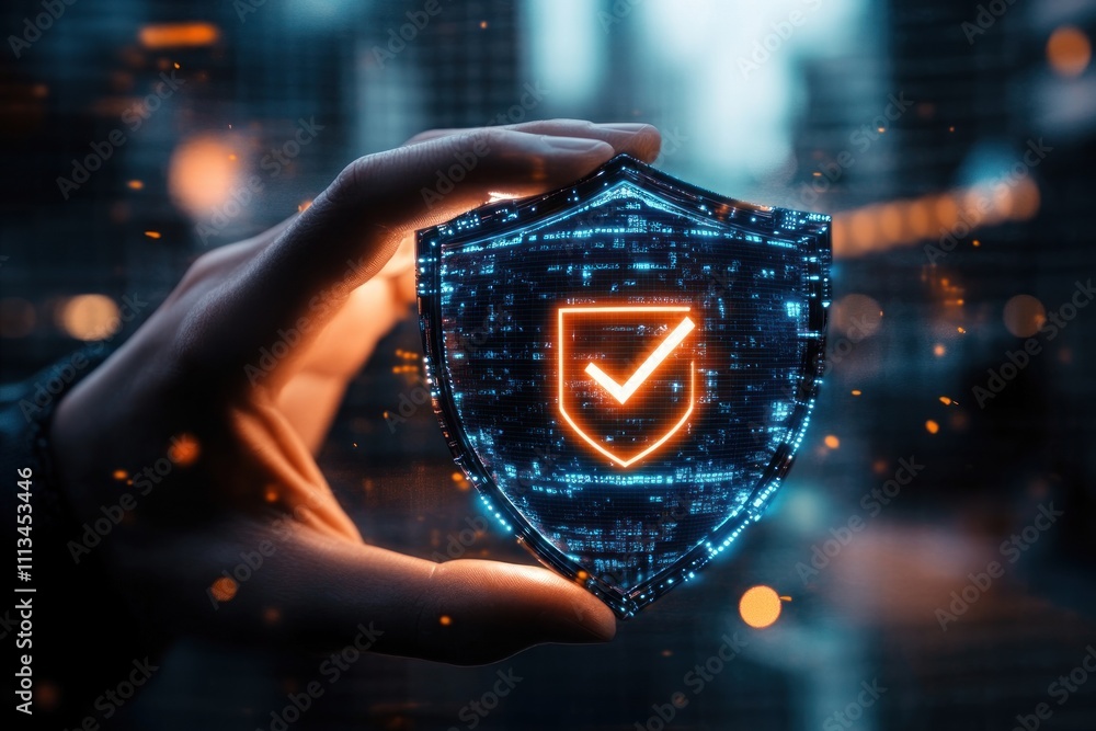 Aufkleber Cyber Security Protection for Global Business Network Technology Data Storage with Virtual Encryption and Firewall Systems