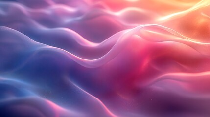 Obraz premium Wavy holographic light patterns in pastel hues of aqua lilac and rose flowing across a neutral backdrop