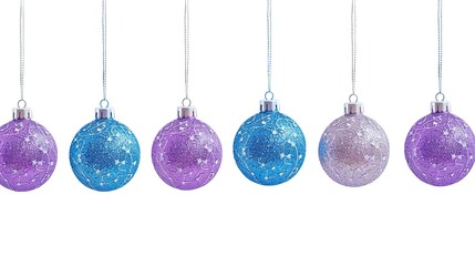 Christmas Ball Hanging Isolated on White Background - A Festive and Glittering Decoration Display. The Shiny Christmas Ball Hanging Alone on the Pure White Background, with Its Vivid Colors and Sparkl