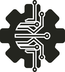 Technology vector art featuring a sleek circuit board design with glowing lines, geometric shapes, and a futuristic digital interface theme in vivid colors.