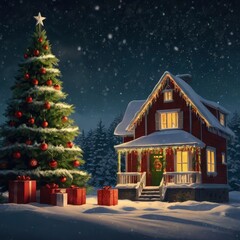 Fototapeta premium Christmas tree in the city