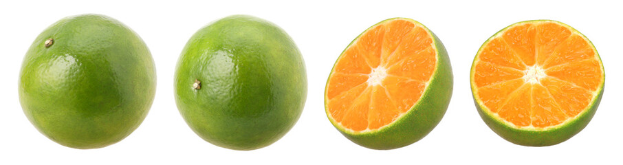 Tangerine orange or Clementine and half isolated, transparent PNG, PNG format, cut out