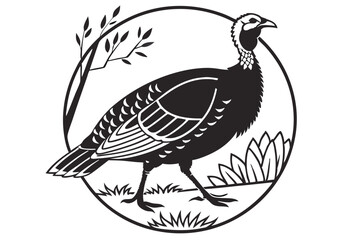 Wild Turkey round shape  black silhouette color A.eps