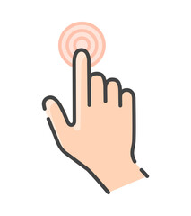 人差し指でタッチしているシンプルな人の手のアイコン - ボタンや画面を押すジェスチャーのイメージ素材