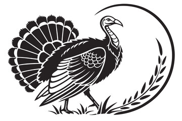 Wild Turkey round shape  black silhouette color G.eps