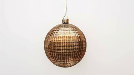 Obraz premium Christmas Ball Hanging Isolated on White Background - A Festive and Glittering Decoration Display. The Shiny Christmas Ball Hanging Alone on the Pure White Background, with Its Vivid Colors and Sparkl