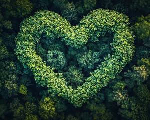 Heart Shaped Forest Clearing Aerial Perspective Symbolizing Nature s Nurturing Embrace