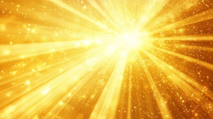 Radiant yellow sunburst background with glowing light rays, perfect for summer themes, energy concepts, and bright, vibrant design projects