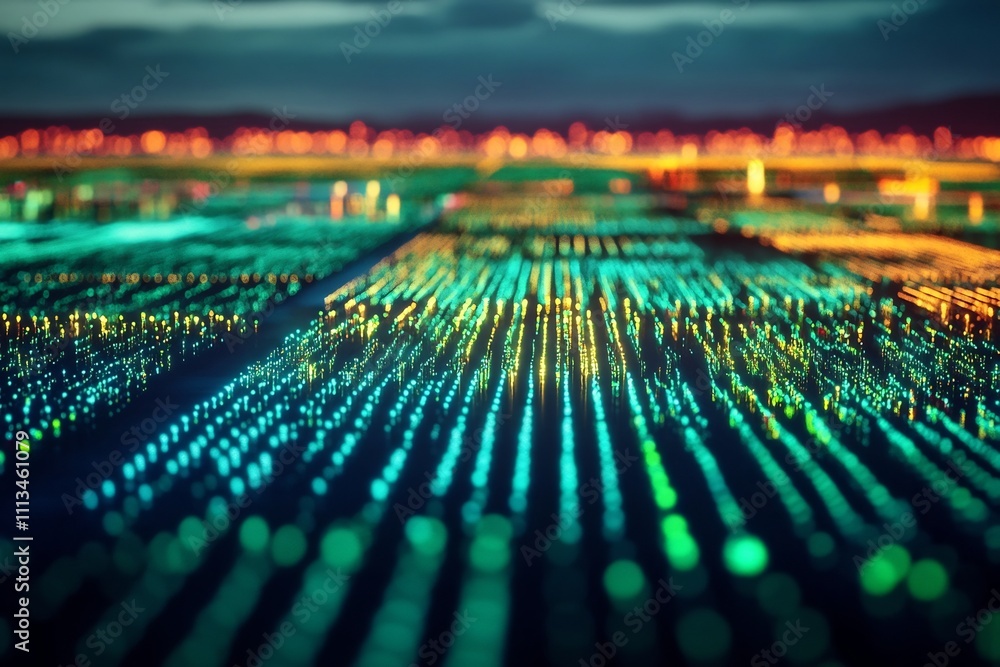 Poster precision agriculture data visualization with 3d holograms satellite imagery and algorithmic