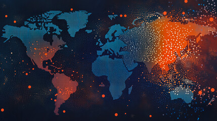 Fototapeta premium abstract business connection of line from nail node to node on world map background Innovation network points Earth's surface