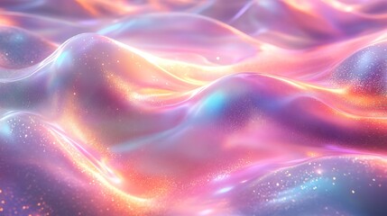 A radiant display of holographic streaks in shifting pastel tones of lime pink and lavender