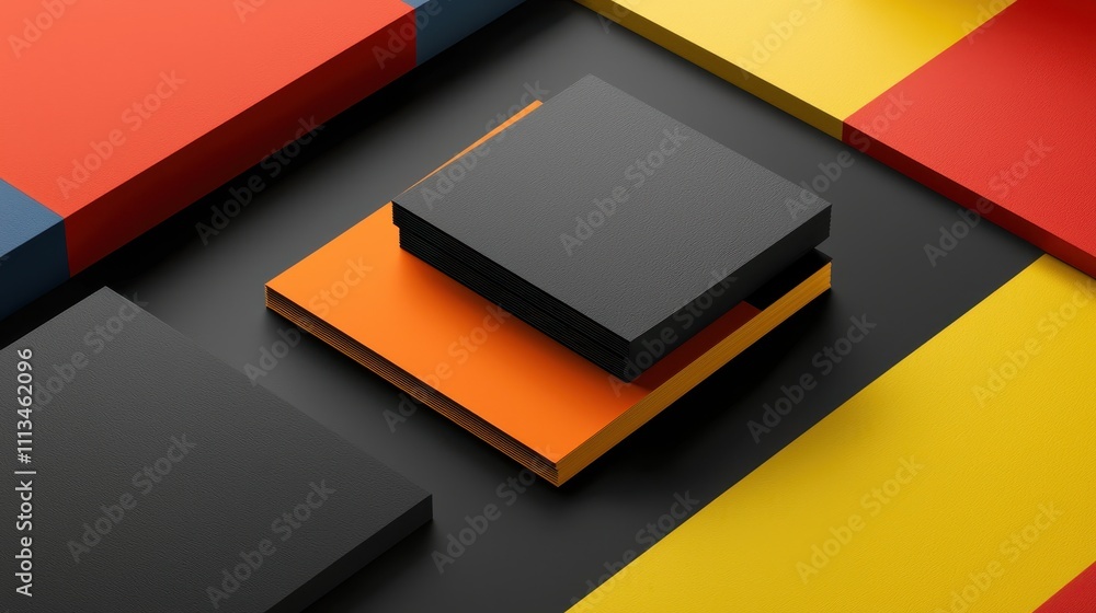 Poster vibrant mockup display featuring colorful geometric shapes and high-quality visual elements