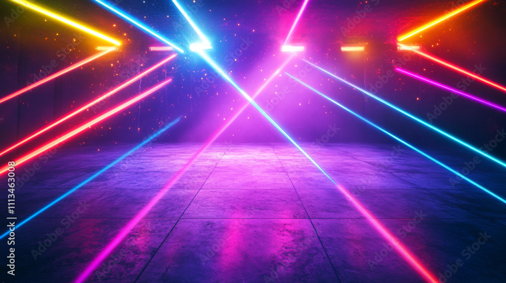 Poster laser beams set isolated on transparent background. vector realistic mockup of neon rays with glow e