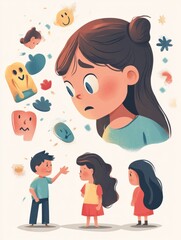 Obraz premium Kids emotional management abstract concept vector illustrations.