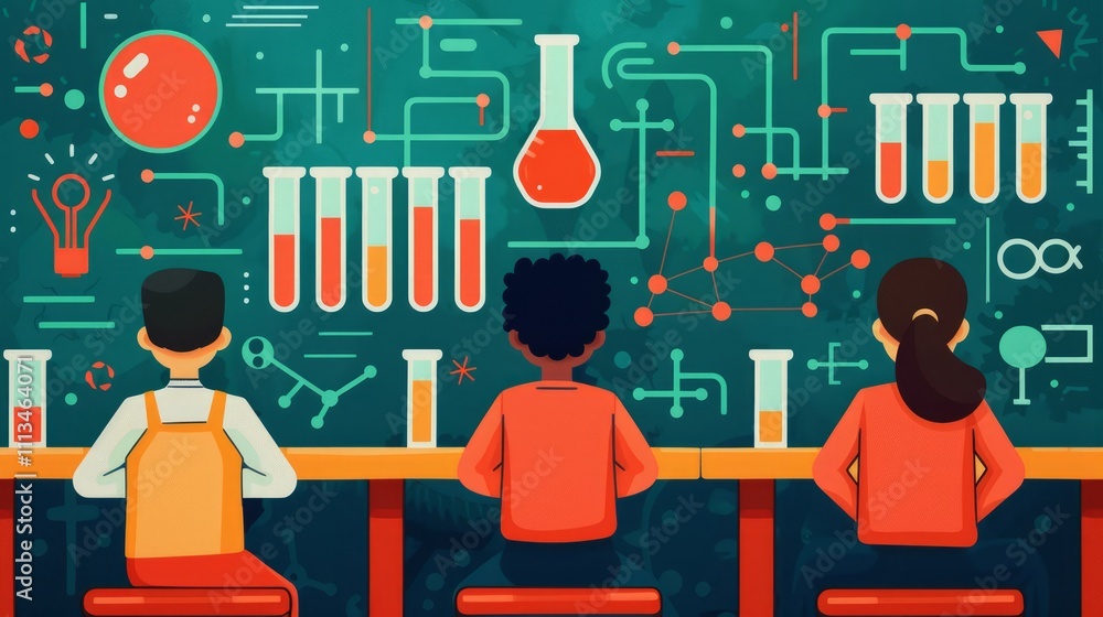 Poster children engaged in science learning in classroom setting