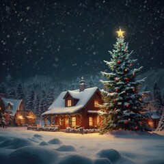 Fototapeta premium Christmas tree in the city