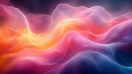 Obraz premium Interwoven holographic light streaks in subtle tones of mint lilac and amber creating depth and motion