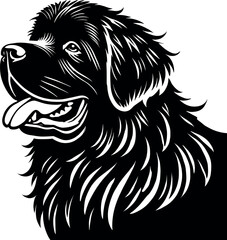 Newfoundland Dog Silhouette - Black Vector Cricut Design for T-Shirt Printing